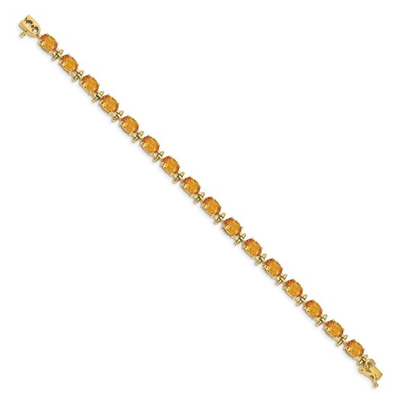 14k Yellow Gold Citrine (November Birthstone) Bracelet 7 mm x 5 mm - Picture 2 of 2